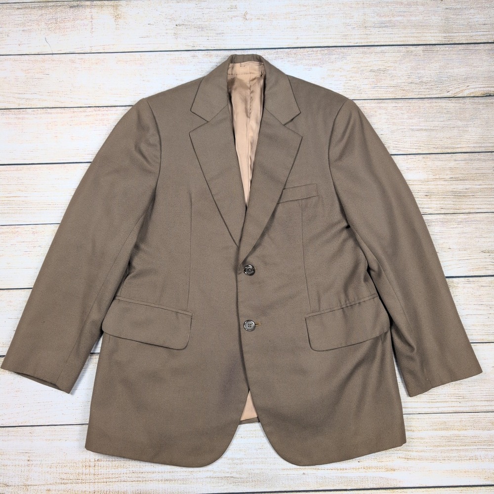 Vintage‎ Menswear Asian Tan Brown Blazer Two Button Sport Coat 36
